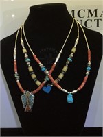 3- Southwest style necklaces, heart, eagle &.