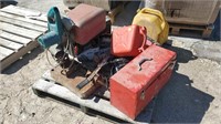 Pallet of Chain Saws, Fuel Cans, AS IS