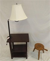 End Table W/Lamp & Milking Stool