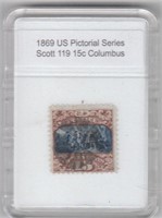 Scott # 119 US Postage Stamp 1869 G grill CV $200