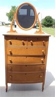 Wooden Dresser with Mirror - Birds Eye Maple