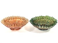 Fenton Maple Leaf & Hearts Carnival Glass Bowls