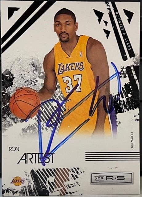 Lakers Ron Artest Signed Card with COA