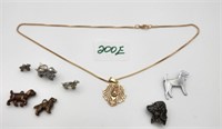 Dog Necklace, Charms, and Pins