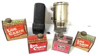 Lot of 6,Log Cabin Syrup Tins,Soap Dispensers