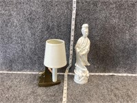 Sailboat Lamp and Japanese Woman Figurine