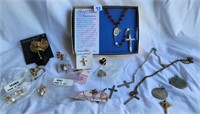 Assortment of Cross/crucifix pendants, necklaces,