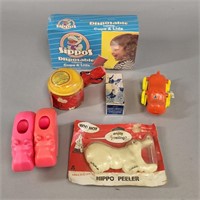 1970S HIPPO TOY TRAY LOT