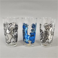 (3) COMICAL ANIMAL ICED TEA GLASSES