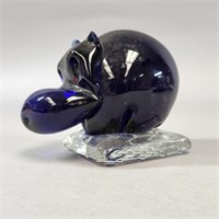 GLASS HIPPO PAPER WEIGHT