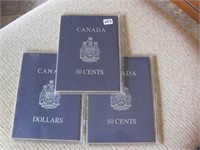 3  Canada Coin Folders(Fifty cents x 2,One Dollar)