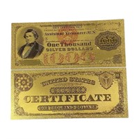 1878 24k Plated  $1000 Silver Dollars Novelty Note