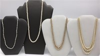 4 Faux Pearl Necklaces Costume Jewelry