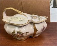 Vintage Gold Encrusted Porcelain leaf box