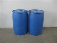 Two 55 Gallon Large Plastic Barrels