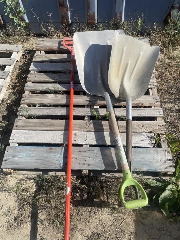 Shovels and mop handle