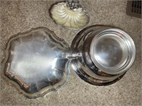 GROUP OF SILVER PLATE SERVING TRAYS