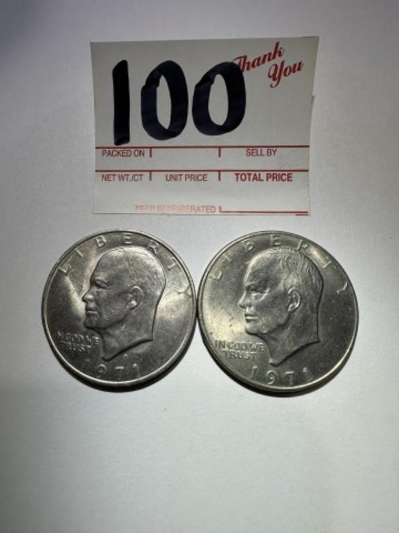 2 - 1971 Eisenhower "IKE" 1 Dollar Coins