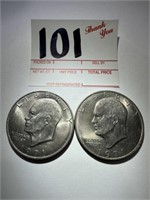 2 - 1971 Eisenhower "IKE" 1 Dollar Coins