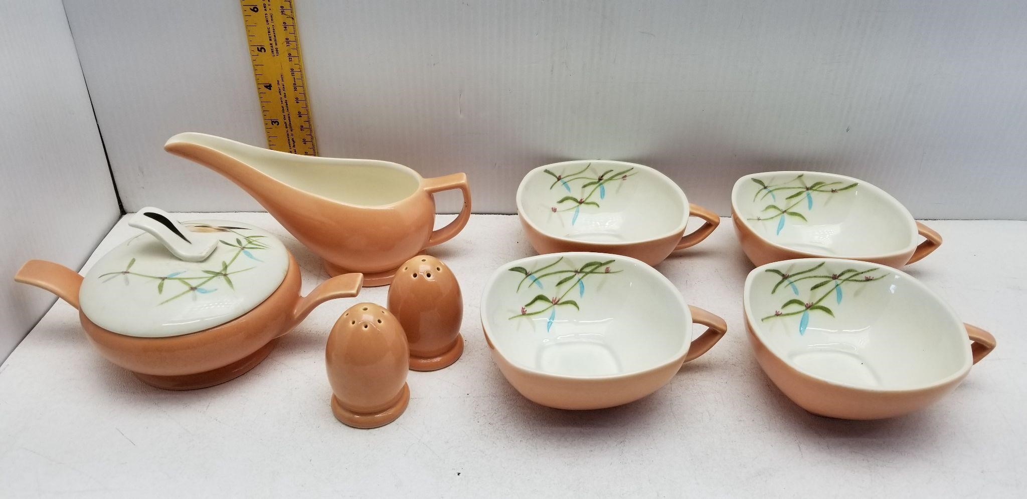 8PC RED-WING SPRING-SONG POTTERY LOT ca.1950S
