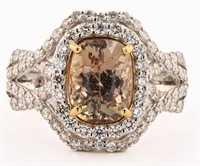 3.15CT UNHEATED SAPPHRE & 1.0CTW DIA 18K GOLD RING