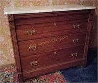 Marble Top 3 Drawer Chest w/2 Hidden Drawers
