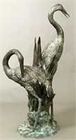 Solid Bronze Heron Garden Statue