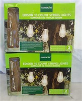 (2) Gardenline 10ct Edison String Lights , Clear