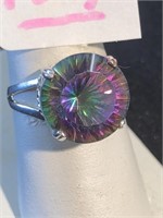 Mystic topaz ring in sterling silver setting