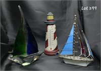 Blown Glass piece, Ship Figure, Thermometer