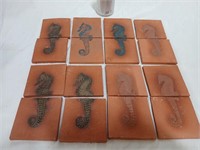 Handmade tiles, seahorses