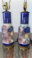 Pair Signed Porcelain Vase Lamps