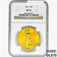 1927 $20 Gold Double Eagle NGC MS62