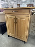 Portable kitchen island with cabinet