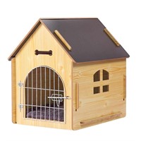 Wooden Pet House with Roof for Dogs Indoor and