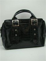 Black Faux Alligator Handbag