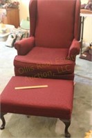 Queen Anne Wing Back Chair w/ Stool 30 x 32 x 41