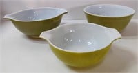 3 Vintage Pyrex Bowls