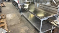 STAINLESS ROLLING, OPEN BOTTOM WORK TABLE