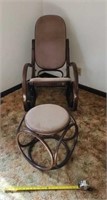 Wooden Rocki g Chair & Matching Stool