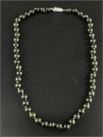 Alaskan Kobuk jade beaded necklace, knots between