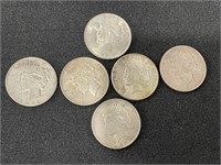 6 - 1920'S SILVER PEACE DOLLARS