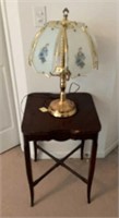 Vintage Side Table 18x18x 26 inches w 3 bulb lamp