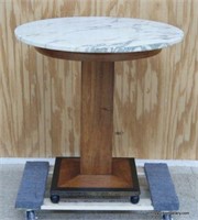 Vintage Round Marble Top Pedestal Side Table