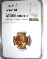 1952-D Cent NGC MS66 RD