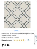 (4) 50×95" Alan + Roth Light Filter Curtains Navy