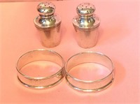 Sterling Silver Napkin Rings And Shakers