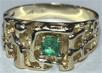 14KT YELLOW GOLD EMERALD RING 5.37 GRS