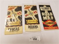 Trio of Vintage 1930's D-X Motor Fuel Road Maps