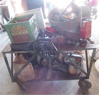 Steel rolling cart with milk crate, automotive